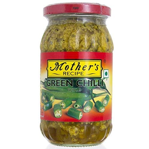 "Mother's Premium Green Chilli Pickle 500g jar"