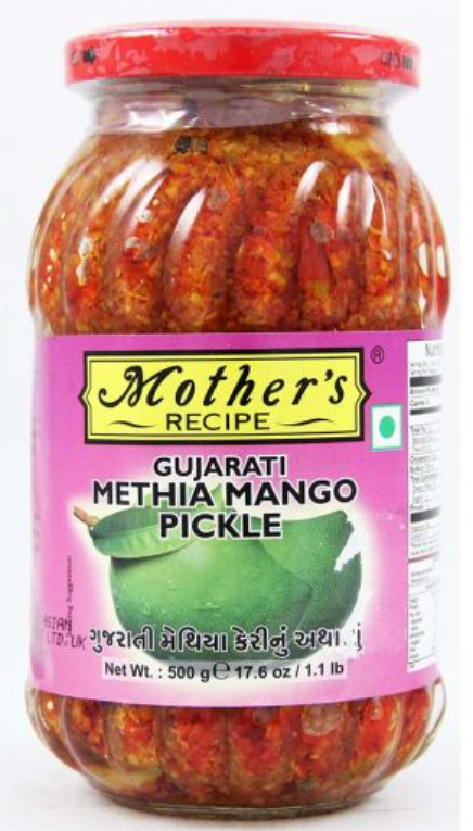 "Mother's Premium Mango & Chilli Pickle 500g jar"