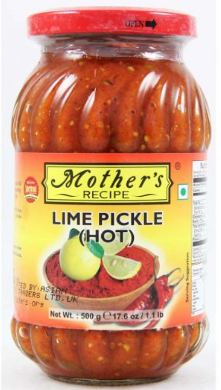 "Mother's Premium Lime Pickle Hot 500g jar"