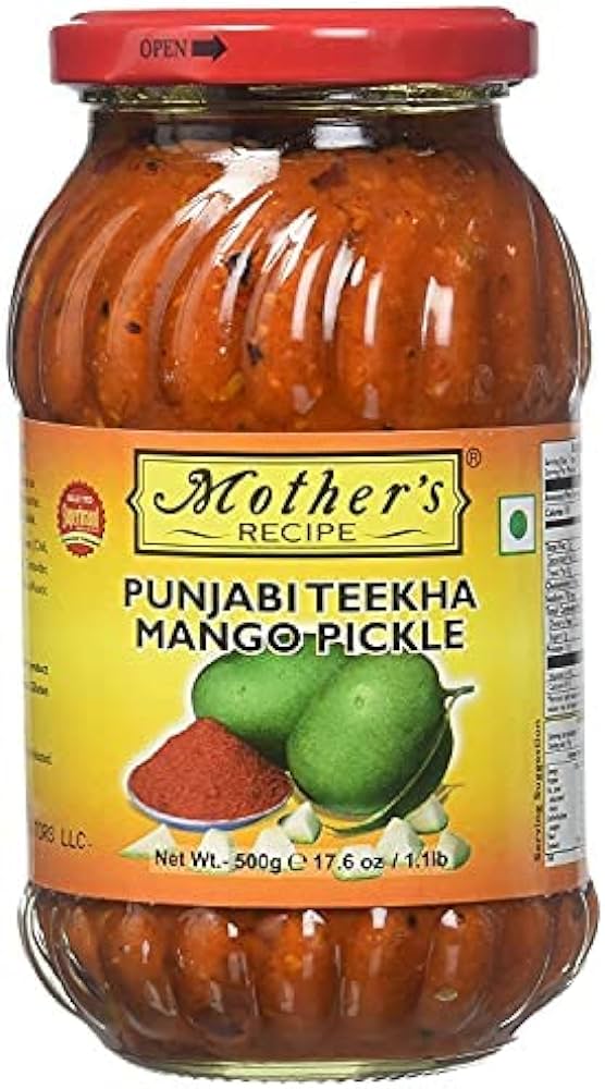 "Mother's Premium Punjabi Teekha Mango Pickle 500g jar"