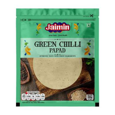 Shop Jaimin Green Chilli Papad 200g at Grocerywala