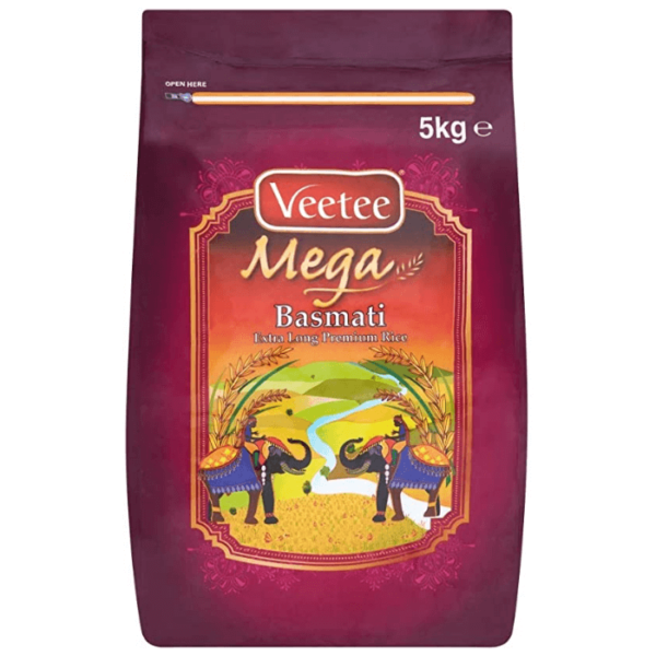 Shop Veetee Mega Basmati Rice Extra Long - 5kg at Grocerywala